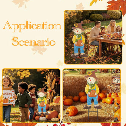 Fall Harvest Yard Signs Outdoor Decorations - Scarecrow Pumpkin Farm Metal Stakes, Rustproof Lawn Art for Autumn Garden Thanksgiving Farmhouse Decor (Scarecrow, 1 Pack)
