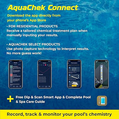 AquaChek 7-Way Pool and Spa Test Strips - Silver Pool Test Strips For pH, Total Chlorine, Free Chlorine, Bromine, Alkalinity, Total Hardness, and Cyanuric Acid - Water Quality Testing Kit (100 Strips)