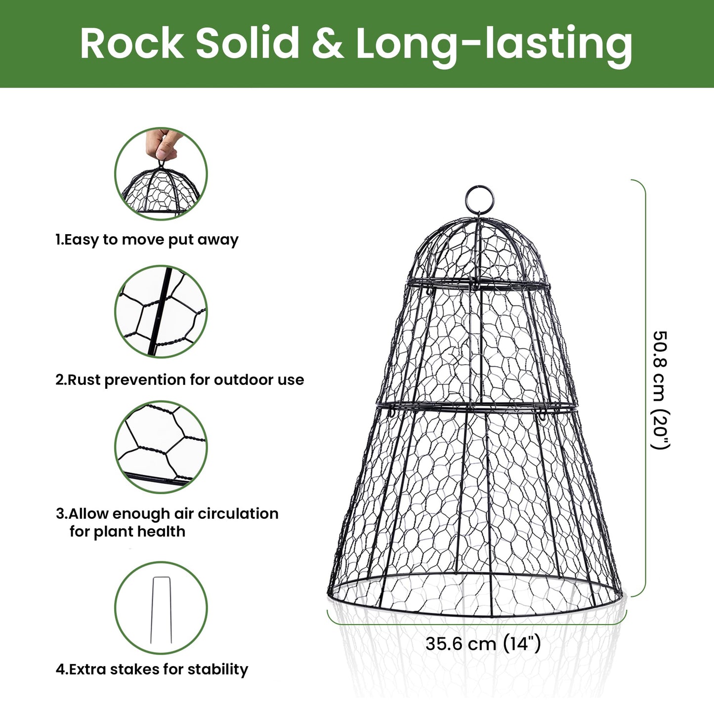 Dadywheels Easy-Snap Open Design Chicken Wire Cloche (6-Pack) - Adjustable Garden Plant Protectors from Birds & Animals for Large Plants & Flowers,14" D x 20" H