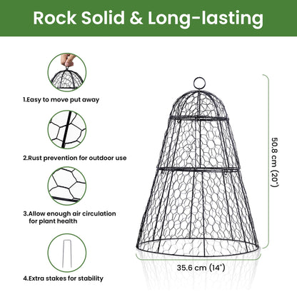 Dadywheels Easy-Snap Open Design Chicken Wire Cloche (6-Pack) - Adjustable Garden Plant Protectors from Birds & Animals for Large Plants & Flowers,14" D x 20" H