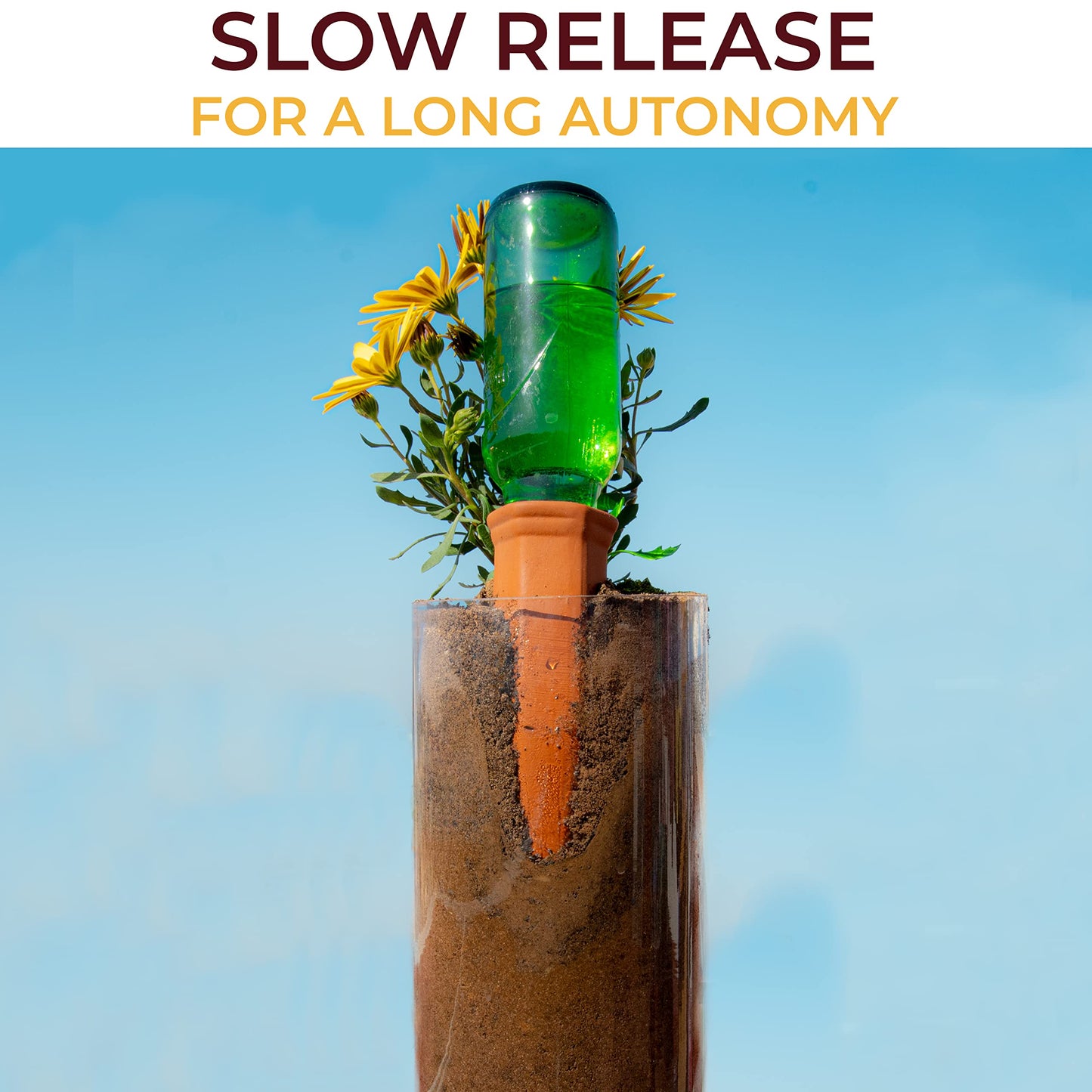 10-Pack Natural Self Watering Spikes - Terracotta - Automatic Plant Waterer for Indoor & Outdoor