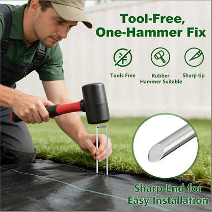 AMAGABELI 6 Inch 200 Pack Galvanized Landscape Staples 11 Gauge Anti-Rust Heavy Duty Garden Stakes Plant Cover Spikes U-Shaped Sod Pins Fence Stakes for Weed Barrier,Irrigation Tubing,Lawns,Decoration