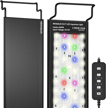 24/7 LED Aquarium Light for 36-46 Inch Plant & Fish Tank, 12-Color & Gradient & Full Spectrum with Auto On/Off, Brightness, Sunrise-Daylight-Moonlight, Extendable Brackets for Freshwater IP68