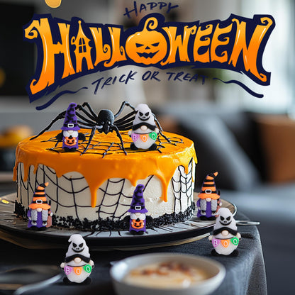 Watayo 60 Pcs Halloween Mini Gnome Figurines, Halloween Decoration Miniature Gnomes Ornaments, Pumpkin Ghost Gnomes Tiny Figurines Ornaments for Party Gifts Home Table Garden Landscape Decor