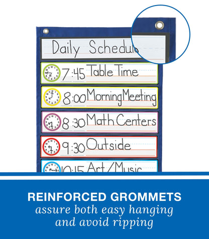 Carson Dellosa Daily Schedule Pocket Chart―Clock, Time, Subjects Scheduling Planner With Dry-Erase Cards, Classroom or Homeschool Learning (37.5" x 30")
