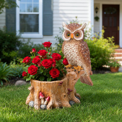 Cute Owl Succulent Plant Pot - Durable Resin Animal Planter with Drainage Hole, Decorative Flower Vase for Indoor Outdoor Desktop Garden, Unique Owl Gifts for Bird Lovers, Cactus Pot for Home Office