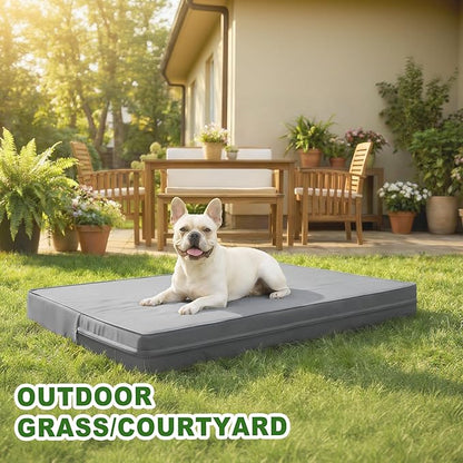 Vonabem Outdoor Waterproof Dog Bed Washable, Small Crate Pad 24 inch, Cooling Wipeable Puppy Beds with Removable Cover Reversible, Foam Leather Durable Anti-Slip Kennel Pads 23"x17" Grey