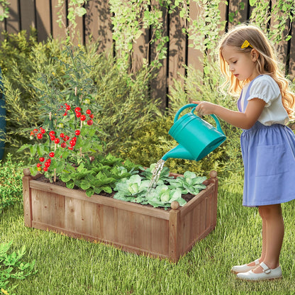 HAPPYGRILL Wood Raised Garden Bed, 46” x 24” x 16” Rectangular Flower Box w/Drainage Holes for Growing Vegetables, Flowers, Herbs, Outdoor Planter Box for Backyard Garden Lawn
