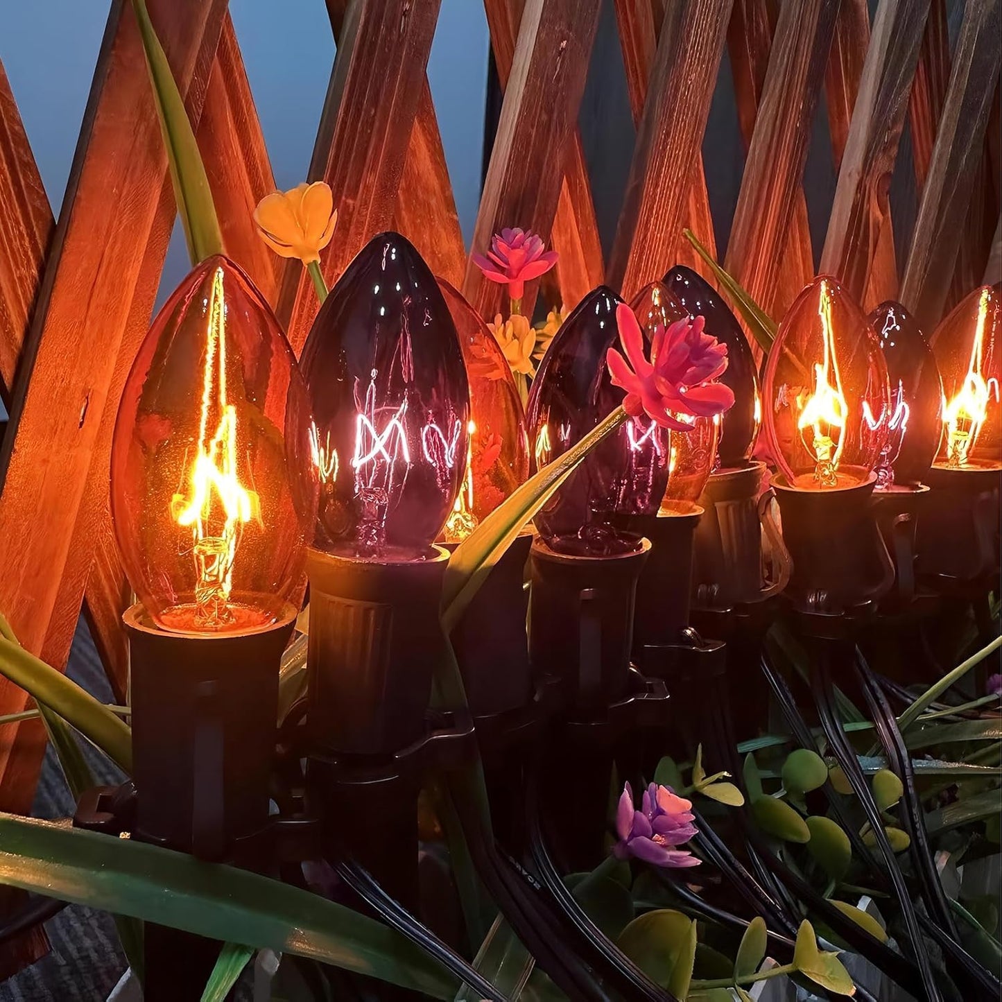 SUNSGNE C9 Orange and Black Halloween Pathway Lights Outdoor, Set of 10 Halloween Stake Lights, Connectable Pathway Markers Light for Walkway Party Driveway Lighting Decor
