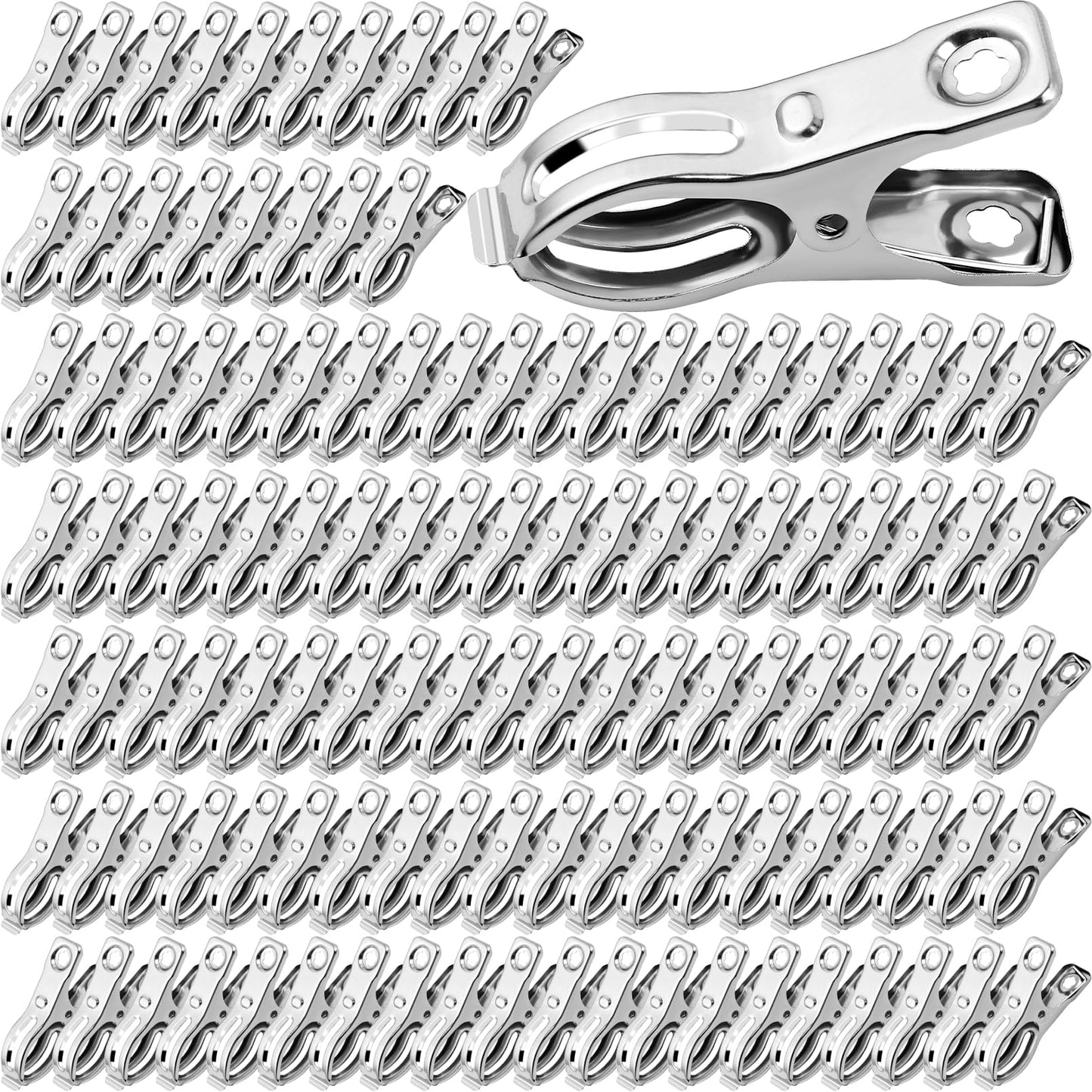 Enjamyo 100 Pack Garden Clips, Stainless Steel Greenhouse Clips for Netting, 2.2 inch Greenhouse Clamps, Heavy Duty Row Cover Clip with a Strong Grip for Plant Cover or Shade Cloth on Garden Hoops
