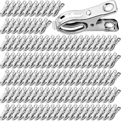 Enjamyo 100 Pack Garden Clips, Stainless Steel Greenhouse Clips for Netting, 2.2 inch Greenhouse Clamps, Heavy Duty Row Cover Clip with a Strong Grip for Plant Cover or Shade Cloth on Garden Hoops