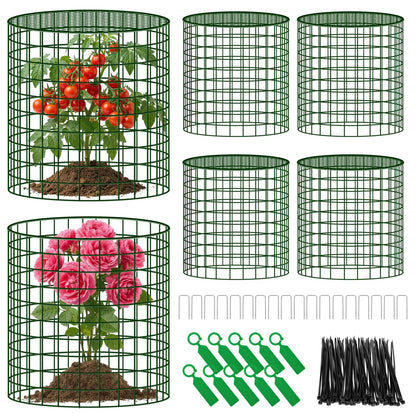 Convivium Plant Protectors from Animals 6 Packs, 13 x 12 in Metal Chicken Wire Cloche Plant Cages for Outdoor Plants, Garden Fencing Animal Barrier with Detachable Dome Lid, Stakes & Zip Ties