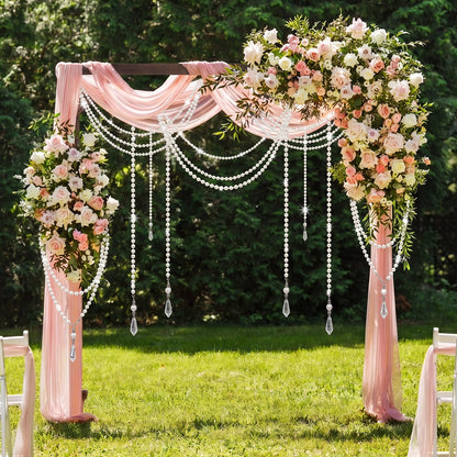 Giegxin 24 Pcs 118 ft Wedding Pearl Backdrop Crystal Garland Faux Pearl Hanging String Bridal Party Garland Hanging Decoration for Wedding Party Flower Home Window Ceiling Draping Decoration