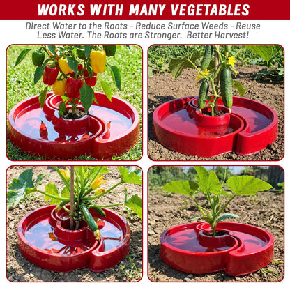 8 Sets Tomato Watering Trays, Surrounding Red Tomato Automator Tray, Root Irrigation Trays for Vegetables, Reduce Runoff, Weed Control, Boost Growth for Tomatoes, Peppers & Garden Veggies