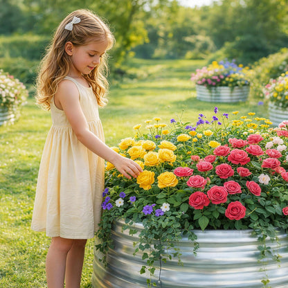 Land Guard 2 Pack 2×2×1ft Galvanized Raised Garden Bed, Planter Raised Garden Beds Outdoor, Round Clearance Raised Garden Beds for Gardening Vegetables……