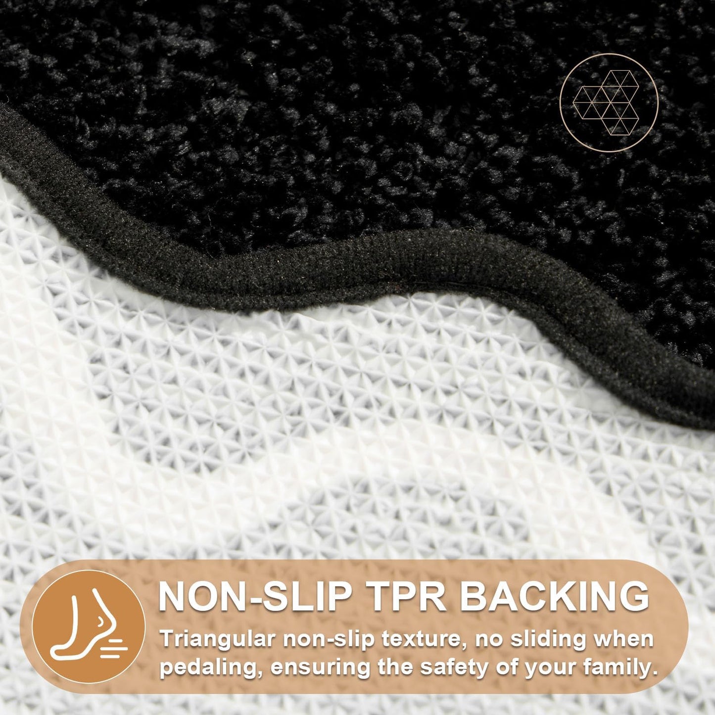 ORTIGIA Black Bath Mat with White Scallop Non Slip, Quick Dry Bath Rug Absorbent Soft Plush Microfiber Bathmat for Bathroom Floor Carpet for Sink Bedroom, 20x32