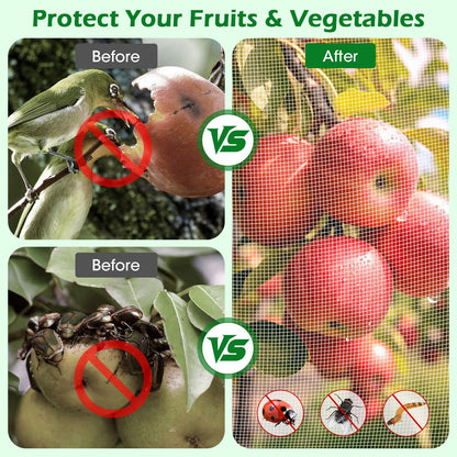 10'x10' Fruit Tree Netting Cover with Zipper and Drawstring, Ultra-Fine Mesh Garden Plant Insect Pest Net Barrier Protection Covers to Prevent Squirrel Bird Deer Cicadas Bag for Blueberry Tomato-2pcs