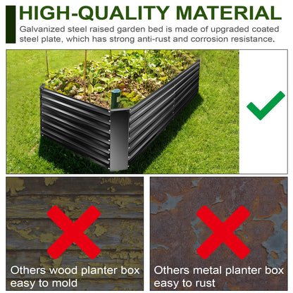 EDOSTORY Metal Raised Bed Garden Bed Kit, 6x3x2ft Tall Galvanized Planter Raised Garden Boxes Outdoor, Large Metal Raised Garden Beds for Flowers, Vegetables, Herbs