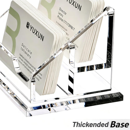 YUXUN Business Card Holder for Desk-2 Tier 2 Slot, Acrylic Business Card Holder for Women Men, Multiple Business Card Display Stand for Exhibition, Home, Office