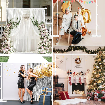EMART Backdrop Stand, 8.5x10ft Width Adjustable Photography Background Support Poles with Heavy Duty Flat Base, Photo Metal Steel Pipe and Drape Frame Kit for Parties Birthday Wedding - White