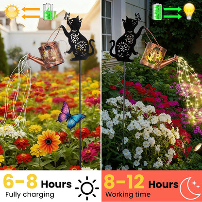 LOVERUIS Cat Solar Watering Can Lights,Outdoor Hanging Solar Lights Lantern,Gifts for Mom Women Birthday Mother's Day,Garden Waterproof Garden Decor Outside Patio Yard Pathway Backyard