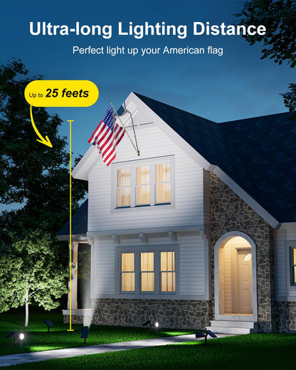 FALOVE Solar Spot Lights Outdoor Waterproof for Flag, Palm Tree, Pole, Sign, Statue, Mailbox, Bright LED Outside Landscape Flood Spotlights for Accent Uplighting Yard, Garden, House, Backyard, Patio