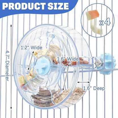 BNOSDM Bird Foraging Toy Creative Feeder Systems with Seed Food Rotating Wheel for Enrichment & Training Parrot Puzzle Toys Ideal for Small and Medium Cockatiel Parakeet Conure(Blue)