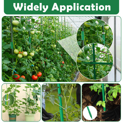 Cludoo 393PCS Garden Stakes Set with 120 Sets Fiberglass Plant Stakes Sticks Supports and Accessories, DIY 4ft 5ft 6ft 7ft Tomato Stakes for Tomato,Vegetables, Pepper, Indoor Outdoor Spring Plants
