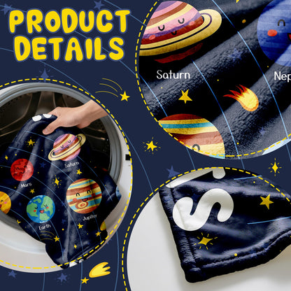ARTBLANKET Just A Boy Who Loves Planets Solar System Space Throw Blanket Fannel Fleece Super Soft Funny Blanket Travel Throw Blanket for Bed Couch Sofa 40 x 30 Inch for Baby