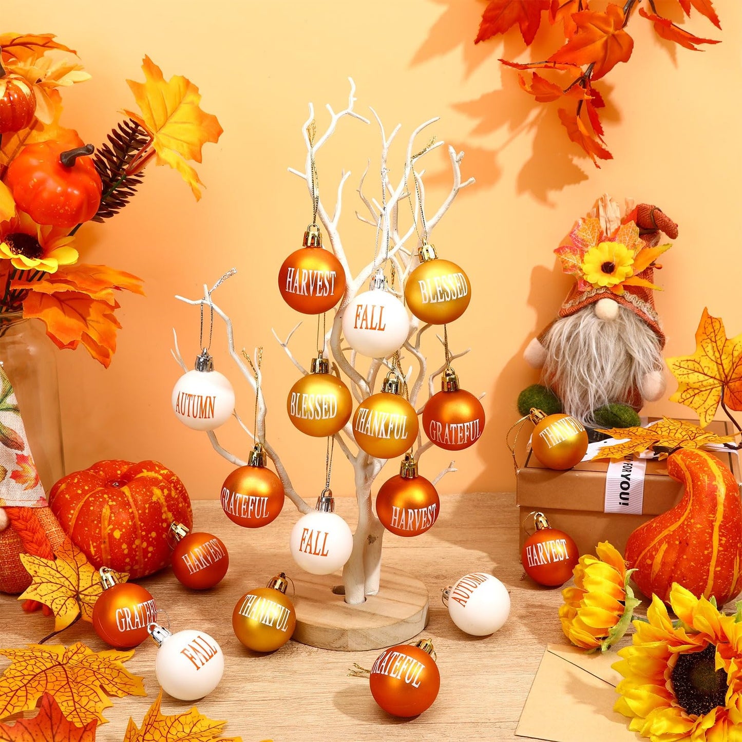 JULMELON 36 Pcs Fall Tree Ornaments for Thanksgiving Day Decor