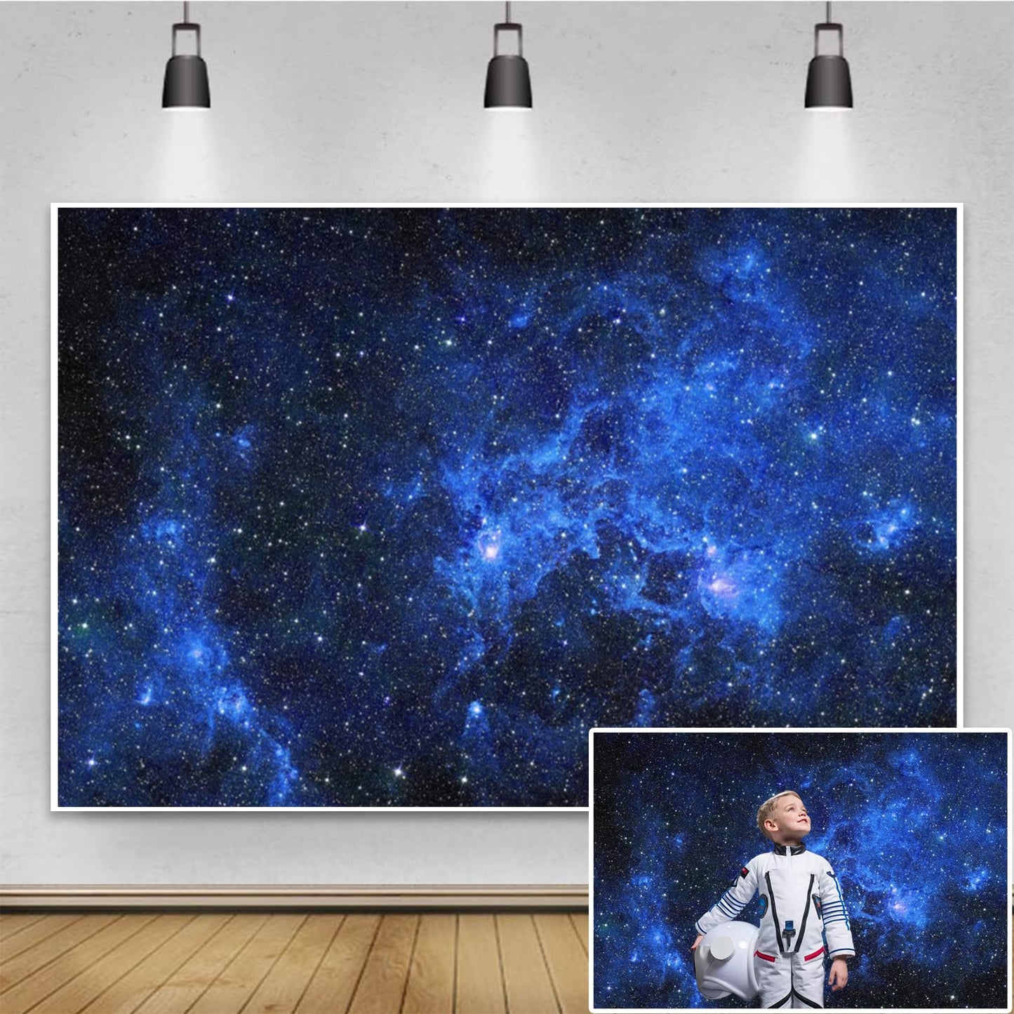 Renaiss 7x5ft Night Sky Star Backdrop Starry Galaxy Planet Theme Photography Background Boy Girls Birthday Party Decorations Banner Science Fiction Universe Photo Booth Studio Supplies Props