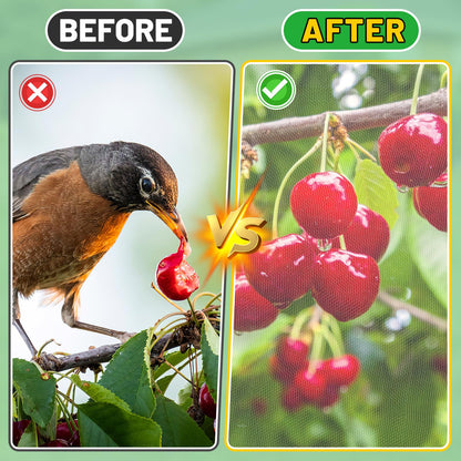Easy Installation Fruit Tree Netting with Zipper & Drawstring - 6.2x6.2ft Ultra Fine Mesh Garden Protection Screen to Protect Pear Peach Apple from Bird Insect Bug Cicada Deer Squirrel