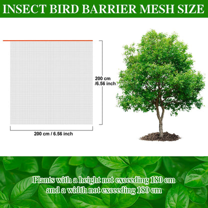 Large Fruit Orchard Netting, 6.56 x 6.56 FT Plant Netting with Zipper and Drawstring, Garden Netting to Protect Fruit from Anti Birds, Bugs, Cicadas, Insects