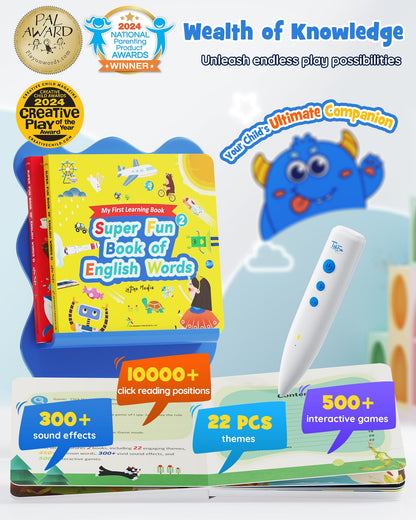 TEKFUN Talking Pen Books Sets, Interactive Audio Sound Books Kids Learning Electronic Toys for Boys Girls, Autism Sensory Games, Early Educational Gifts Birthday Gifts for Toddlers Kids Age 2 3 4 5