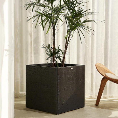 TerraDeco 20 Inch Square Concrete Planter（20Lx20Wx20H，48 Pounds）,Durable All-Weather Use with Drainage Holes,Large Square Planter for Outdoor Indoor Plants