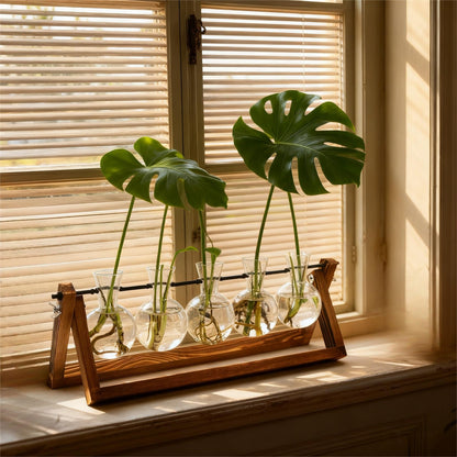 Renmxj Plant Propagation Station, Propagation Vases for Plants, Unique Gardening Birthday Gifts for Women Plant Lovers Mom Best Friend - 5 Bulb Glass Vases
