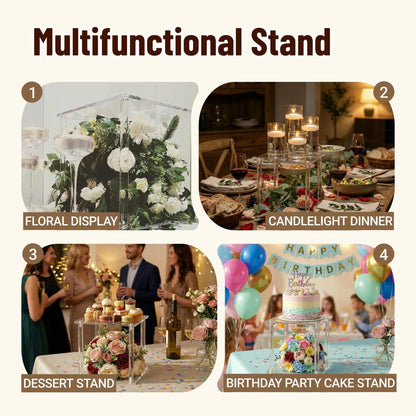 Simprefine 2 Pcs 10 Inches Acrylic Crystal Centerpieces for Wedding Table Decoration Backdrop Flower Stand Clear Column Pillar for Mariage Event Party Floral Décor