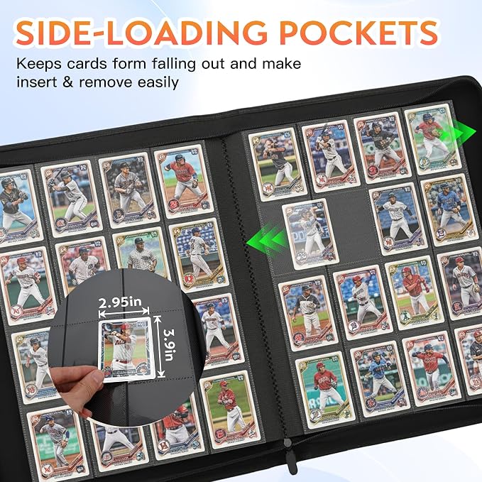 1000+ Pockets Premium Trading Card Binder, 16 Pockets Trading Card Binder Ringless Side Loading Trading,Card Holder Folders for MTG, TCG, Game Cards & Sports Cards(Purple)