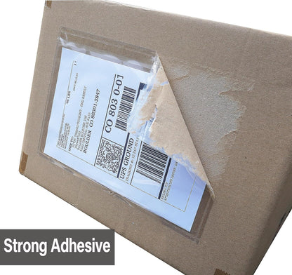 BEUYI Clear 9.5'' x 6.7'' Adhesive Shipping Label Pouches/Sleeves, Plastic Packing Slip Envelope Protector Holder, Easily Fits Half of Letter-Size Paper (60 Pack)