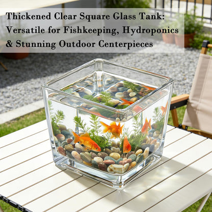 4 Pack Square Glass Vase 6" x 6" x 6", Clear Flower Vase for Centerpieces,Plant Terrarium, Floating Candle Holder for Wedding Centerpieces, Office Decorations, Home Décor, Parties and Events