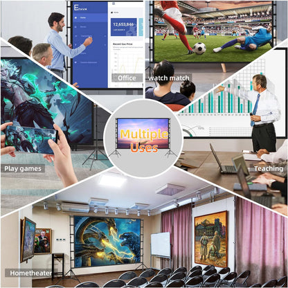 150'' Portable Projector Screen with Stand, 4K HD Outdoor Movie Screen, 10-Year Exchange