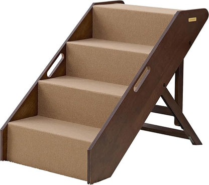 Stakmore Pet Steps with Solid Hardwood Construction and Foldable Design, Stairs for High Beds for Pets in All Life Stages, Espresso w/Brown Felt
