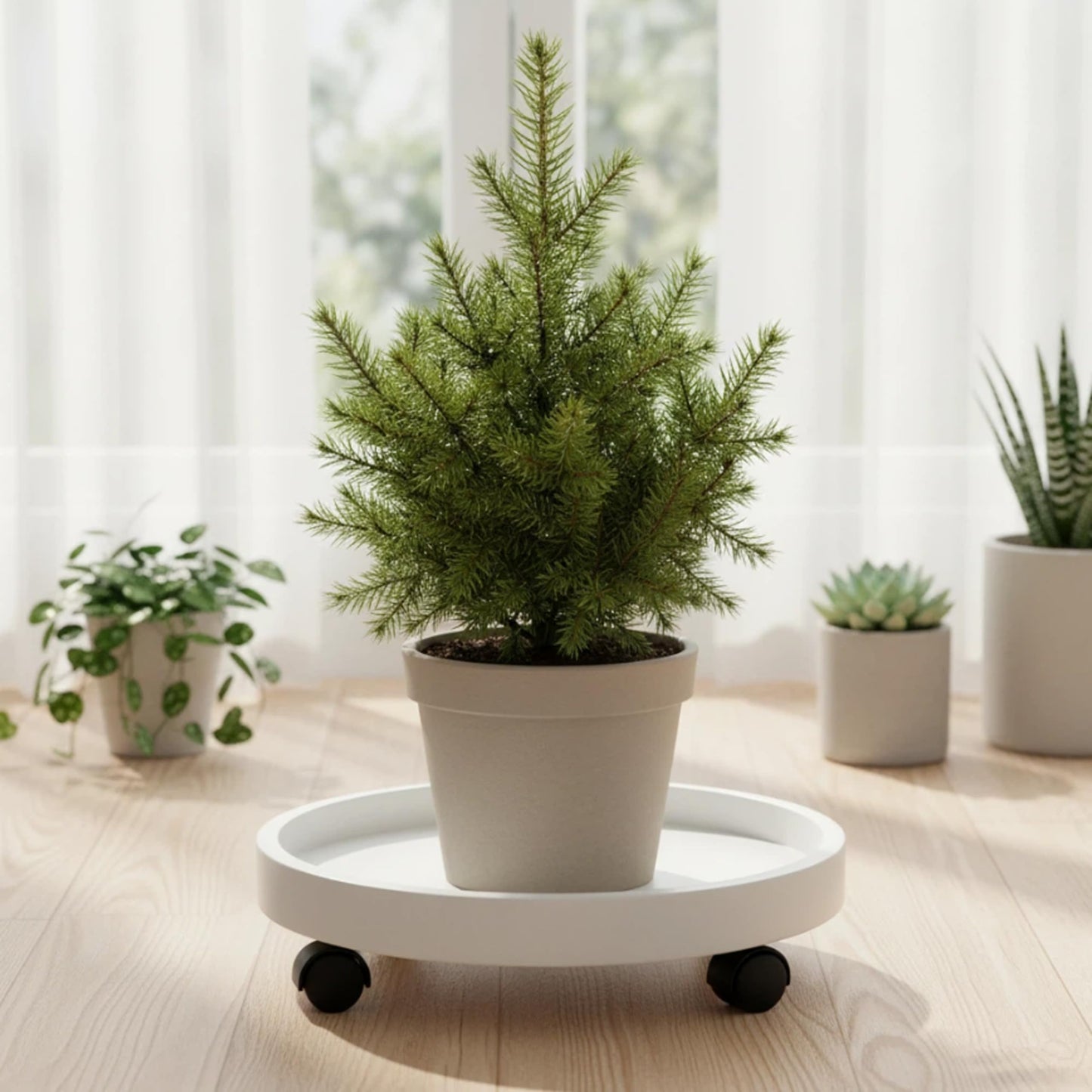 Fjxxxn Rolling Plant Caddy 12.6 Inches，Plant Stand with Wheels for Heavy Potted Plants, Deck and Garden Use, 140Lbs Load Capacity