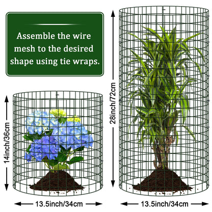 10 Pack Plant Protectors from Animals, 13.5" Dia X 14" H Wire Plant Protector Cage, 30pcs Metal Mesh Garden Cloches to Keep Rabbits, Squirrels and Chicken Out and Protection Vegetables Flowers Shrubs