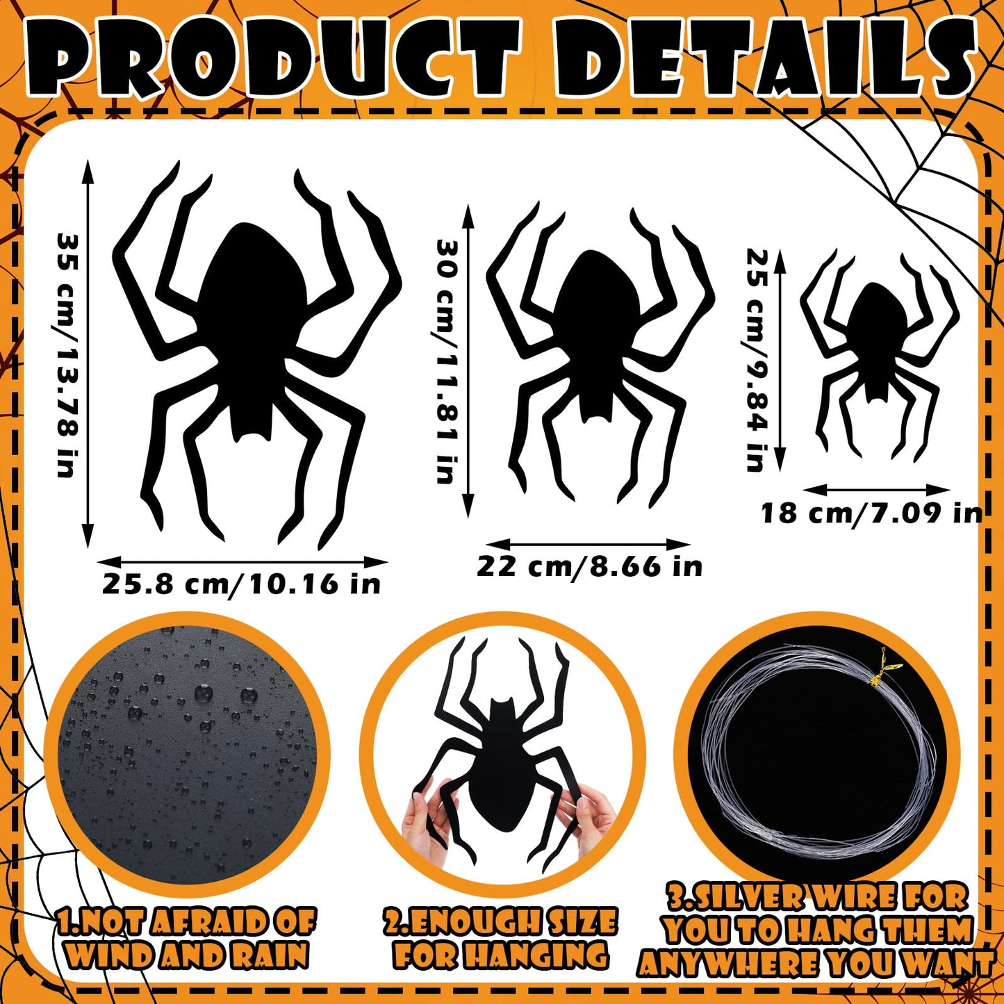 Ferraycle 18 Pcs Halloween Spider Decorations Scary Spider Ornaments Halloween Creepy Hanging Decor Outside Large Decoration for Wall Yard Garden House Decor