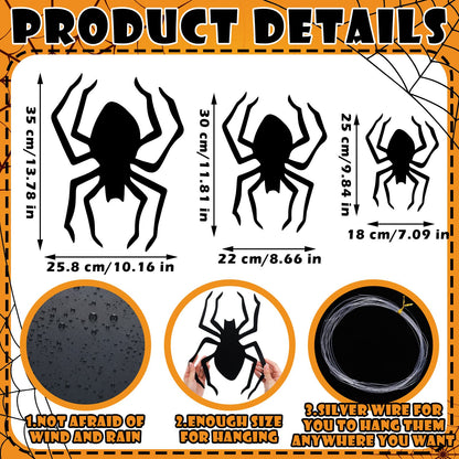 Ferraycle 18 Pcs Halloween Spider Decorations Scary Spider Ornaments Halloween Creepy Hanging Decor Outside Large Decoration for Wall Yard Garden House Decor