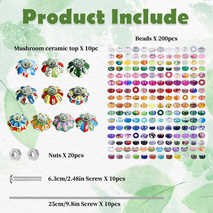 250pcs DIY Fairy Wand Garden Stakes Kit, Beaded Garden Stakes Kit for Outdoor Decoration (Mushroom)
