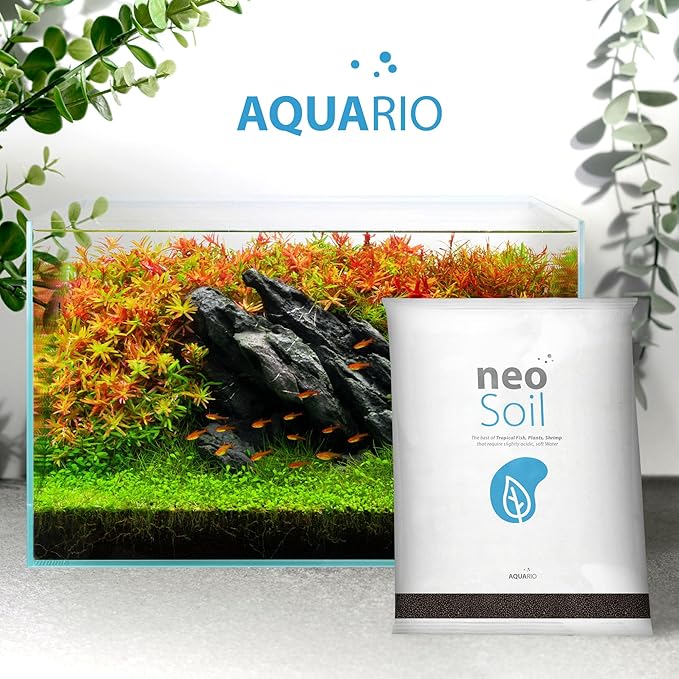 AQUARIO Neo Soil - Aquarium Soil for Freshwater Planted Tank, Volcanic Ash Substrate for Fish Tank w/Live Aquatic Plants, Slighty Acidic, PH Buffering Aquasoil for Planted Aquariums - Plants, 8L