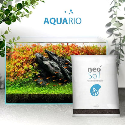 AQUARIO Neo Soil - Aquarium Soil for Freshwater Planted Tank, Volcanic Ash Substrate for Fish Tank w/Live Aquatic Plants, Slighty Acidic, PH Buffering Aquasoil for Planted Aquariums - Plants, 8L