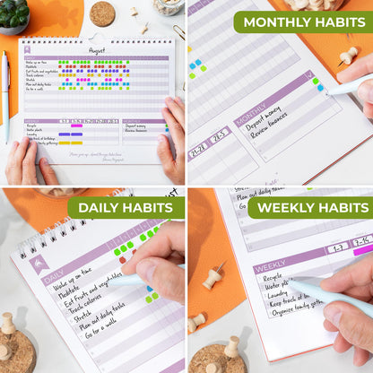Clever Fox Habit Tracker Calendar – Inspirational Goal Tracker and Habit Calendar for Atomic Habits – Colorful Habit & Goal Planner Journal to Boost Productivity – 24 Months, 10″ x 8″ (Black)